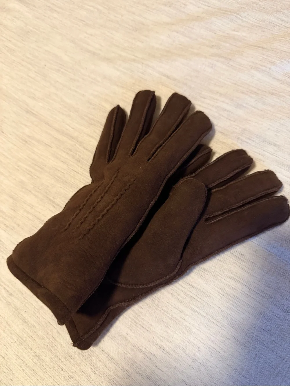 Quince Brown Suede + Shearling Women's Gloves, Sz S
